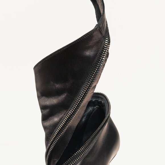 Brian Atwood Nebula Black Tumbled Nubuck Leather Zip-Detail Pointed-Toe Booties - Picture 10 of 11